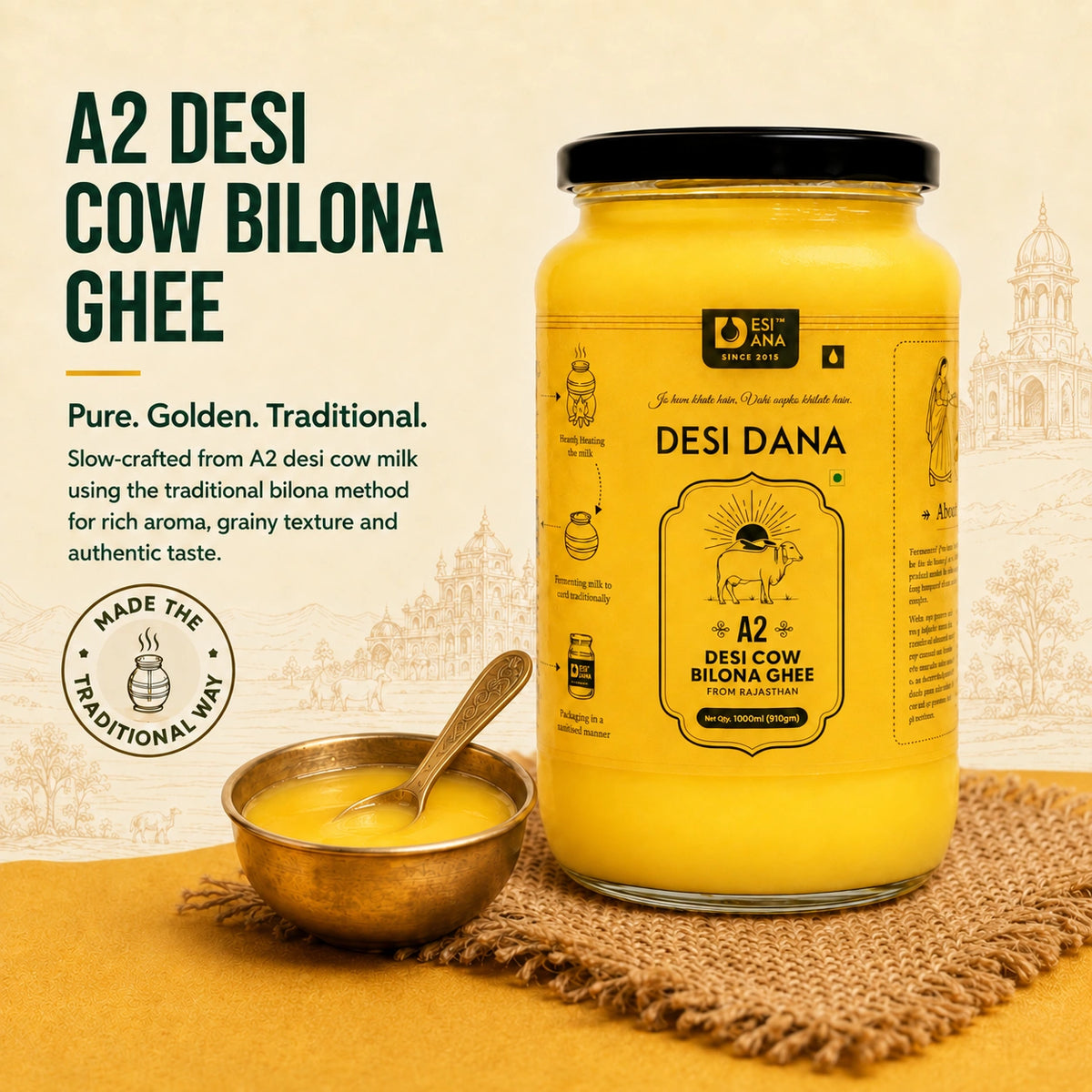 Desi Dana Cow A2 Bilona Ghee